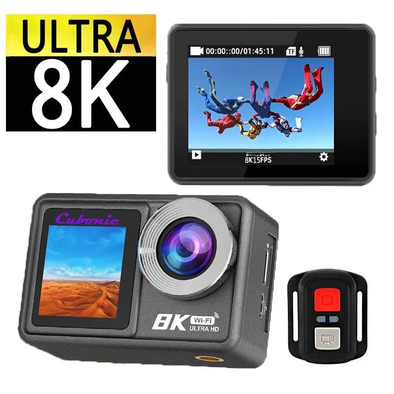 Cubonic 8K Ultra HD 50MP Touch Screen Dual Display Enabled EIS Stabilization Sports & Action Camera WiFi App Controlled for Outdoor, Riding, Diving, Shooting - Image 5