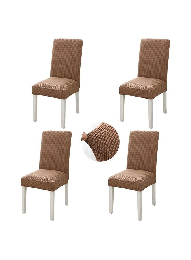 4 PCS Chair Cover Stretch Dining Chair Covers Removable Washable Home Chair Hotel Restaurant Chair Cover Four Seasons Universal Chair Cover for Dining Room, Banquet，Hotel(Brown)  - Image 1