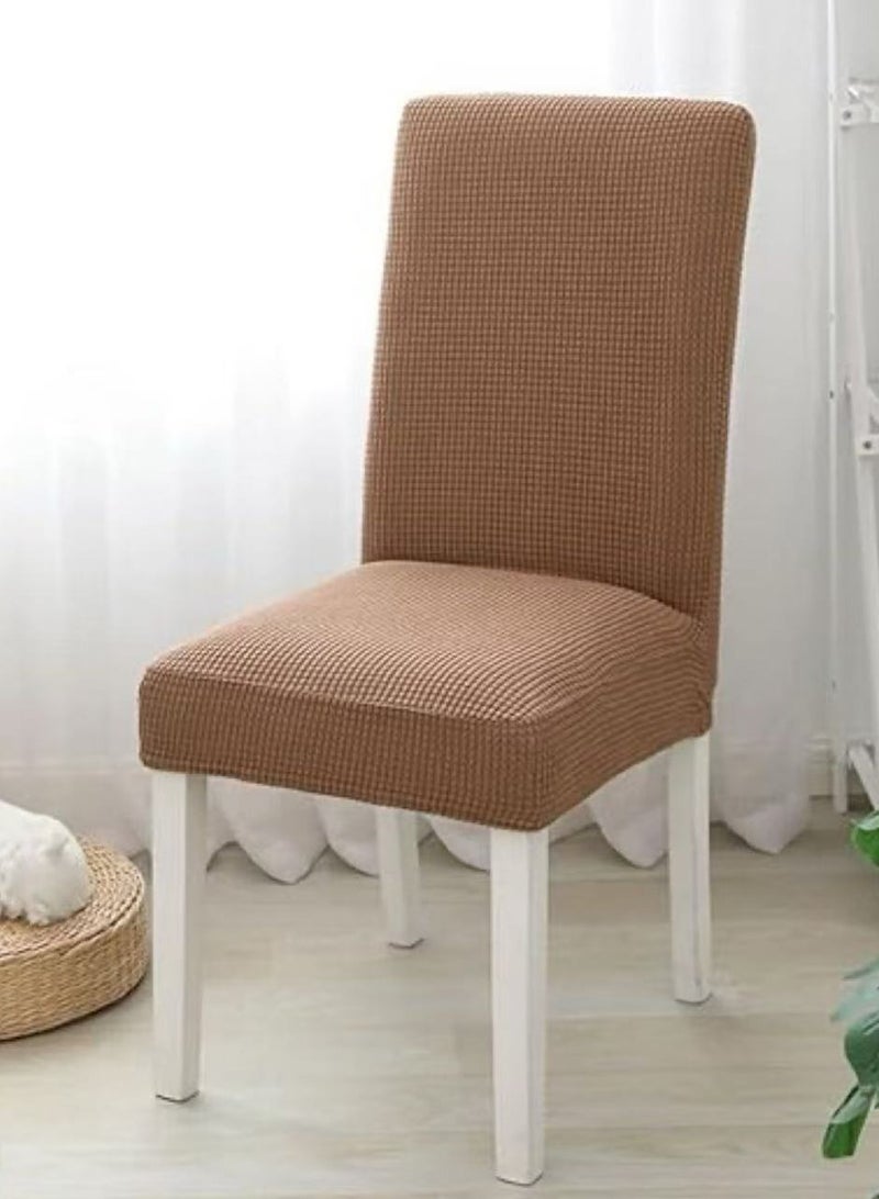 4 PCS Chair Cover Stretch Dining Chair Covers Removable Washable Home Chair Hotel Restaurant Chair Cover Four Seasons Universal Chair Cover for Dining Room, Banquet，Hotel(Brown)  - Image 2
