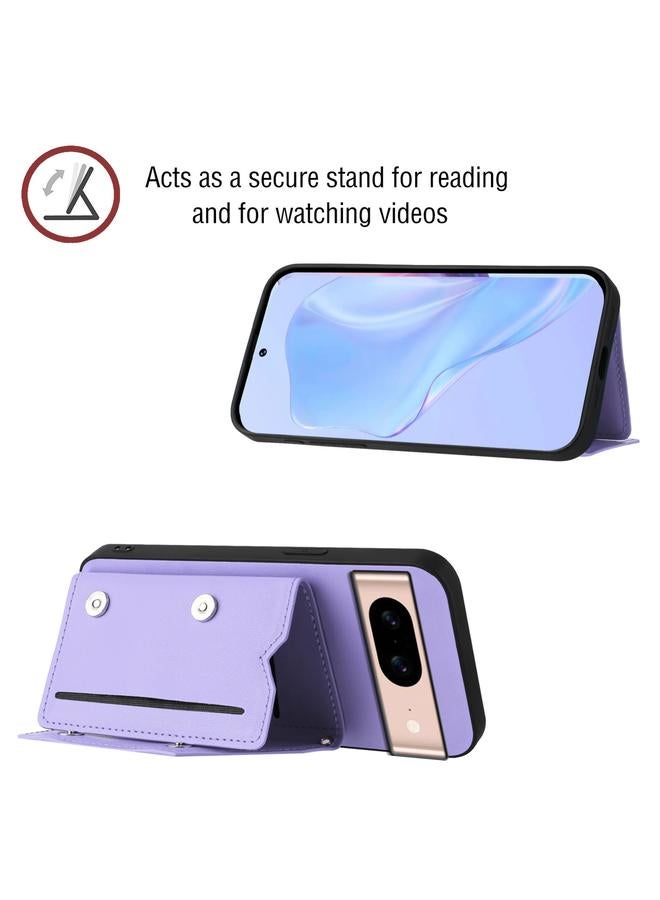 Green Tiger Case For Google Pixel 8A Skin Feel Four Card Slots Phone Case with Wrist Strap - Image 4