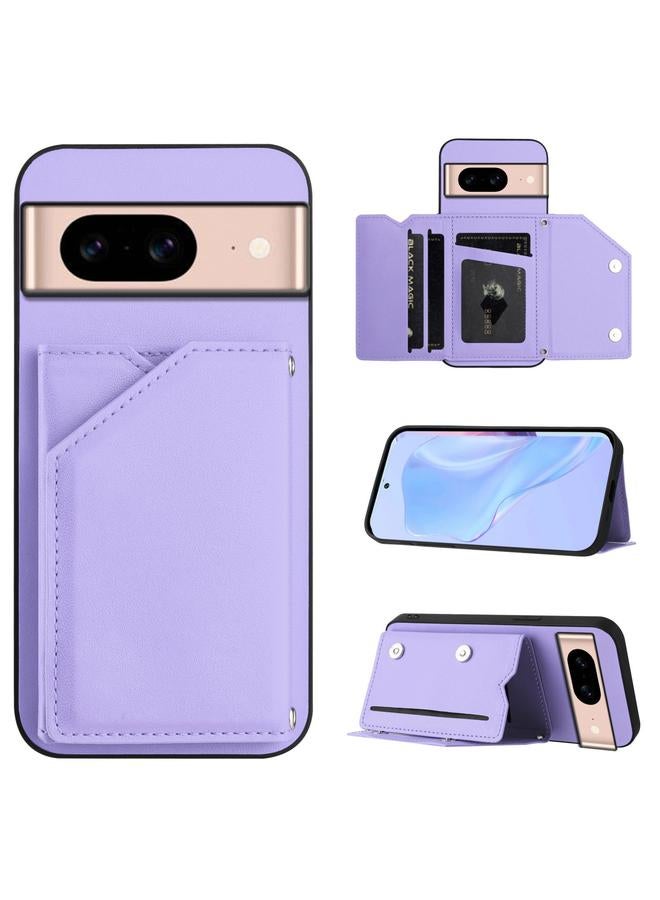 Green Tiger Case For Google Pixel 8A Skin Feel Four Card Slots Phone Case with Wrist Strap - Image 1