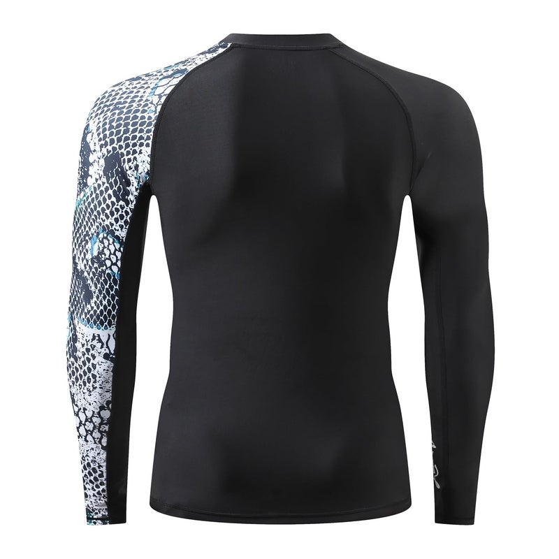 HUGE SPORTS Men's Splice UV Sun Protection UPF 50+ Skins Rash Guard Long Sleeves (Snake Scale, 2XL) - Image 4