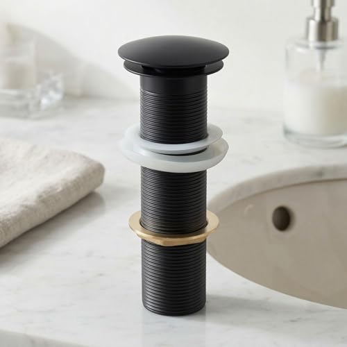 InArt Brass Full Threaded Pop Up Waste Coupling 32 MM (7", Black Matte) - for Table Top Wash Basins (Black 1) - Image 1
