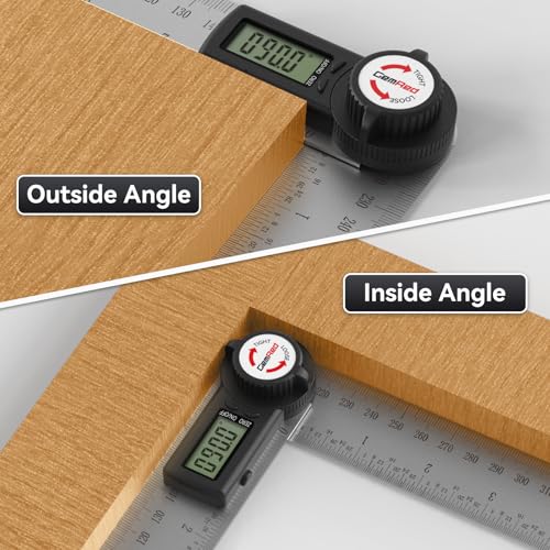 GemRed جيم ريد 82305 جهاز قياس الزوايا الرقمي جيم ريد بروتراكتور من الفولاذ المقاوم للصدأ 7 بوصة 200 مم (زر أسود) - Image 4