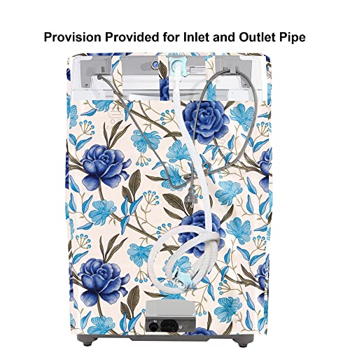 E-Retailer Washing Machine Cover for Top Load 5kg to 7.5kg | Light Weight Dustproof Cover with Zip Enclosure | Floral Fully Automatic Washer Protector for Indoor Outdoor Use | Size 23x23x35 Inch - Image 2