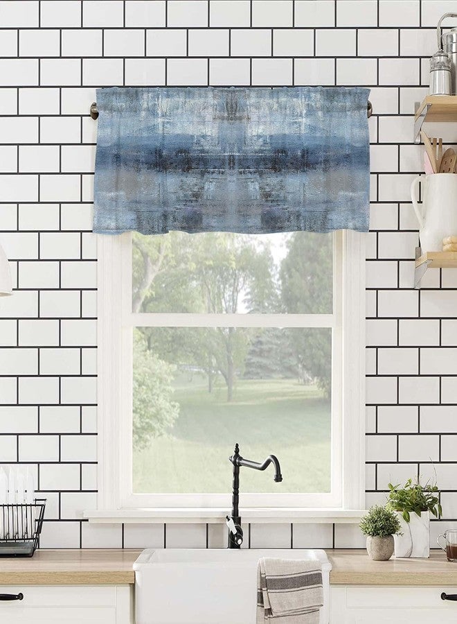 debraleye 2 Pack Navy Blue Window Valances, Abstract Art Valances for Windows Treatment, Farmhouse Rod Pocket Decorative Curtain Valance for Bathroom Bedroom Living Room, 54 X 18 in Blue, 2 Panel - Image 4