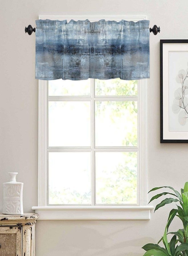 debraleye 2 Pack Navy Blue Window Valances, Abstract Art Valances for Windows Treatment, Farmhouse Rod Pocket Decorative Curtain Valance for Bathroom Bedroom Living Room, 54 X 18 in Blue, 2 Panel - Image 3