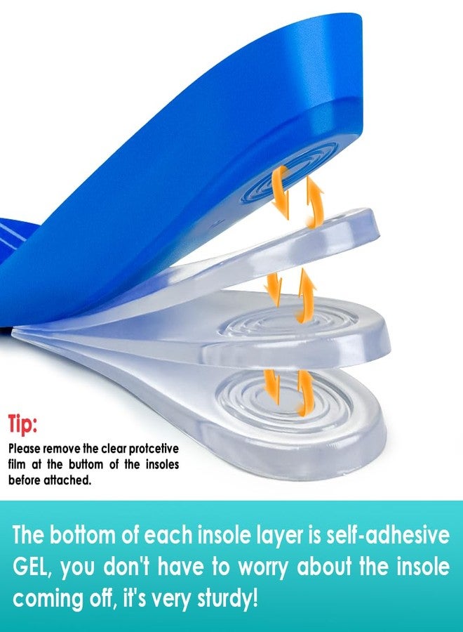 Skyfoot 4 Layers Adjustable Height Increase Insoles, 3/4 Length Shoe Lifts Heel Elevator Cushioned Inserts Up to 1.2 Inches (Blue, Large: Women 9.5-13, Men 8.5-14) - Image 4