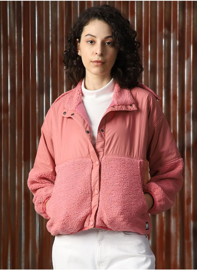 HIGH STAR Women's Pink 100% Polyester Printed Sweatshirt