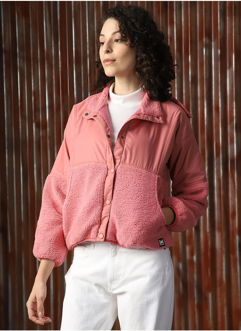 HIGH STAR Women's Pink 100% Polyester Printed Sweatshirt