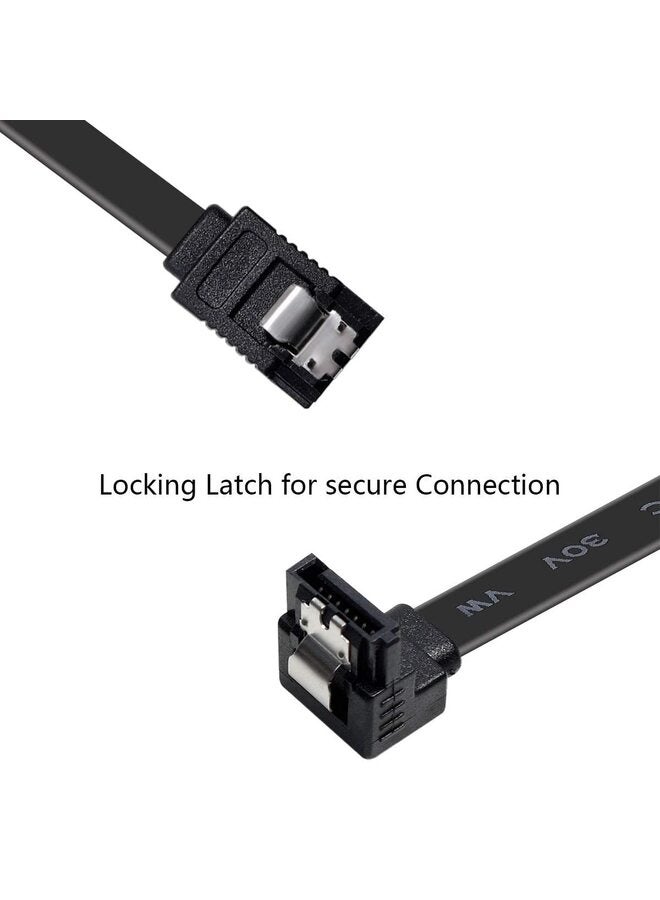 LAMAY 6PCS SATA Cable III, 6 Pack SATA Cable III 6Gbps 90 Degree Right Angle with Locking Latch 15.6 Inch for SATA HDD, SSD, CD Driver CD Writer Black - Image 4