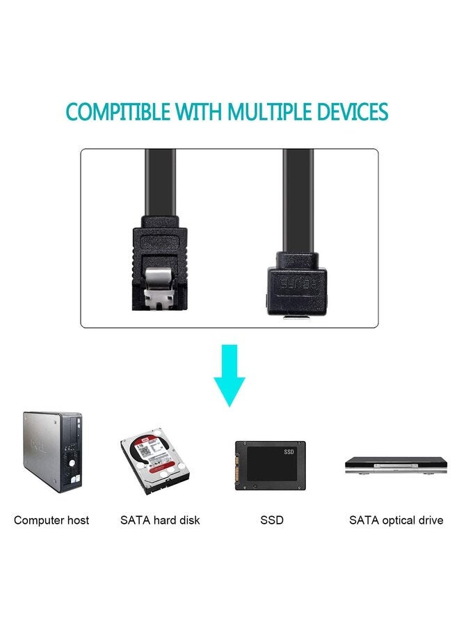 LAMAY 6PCS SATA Cable III, 6 Pack SATA Cable III 6Gbps 90 Degree Right Angle with Locking Latch 15.6 Inch for SATA HDD, SSD, CD Driver CD Writer Black - Image 2