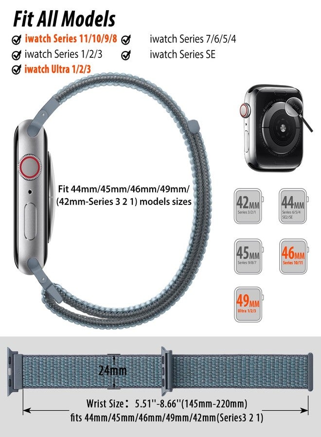 سوار رياضي من النايلون متوافق مع أساور ساعة Apple Watch 44 مم و45 مم و46 مم و49 مم و42 مم للنساء والرجال، أحزمة معصم iWatch لـ Ultra 3 2 وSe وSeries 11 و10 و9 و8 و7، قابل للتهوية، سوار ناعم مثالي للأنشطة الخارجية - Image 2