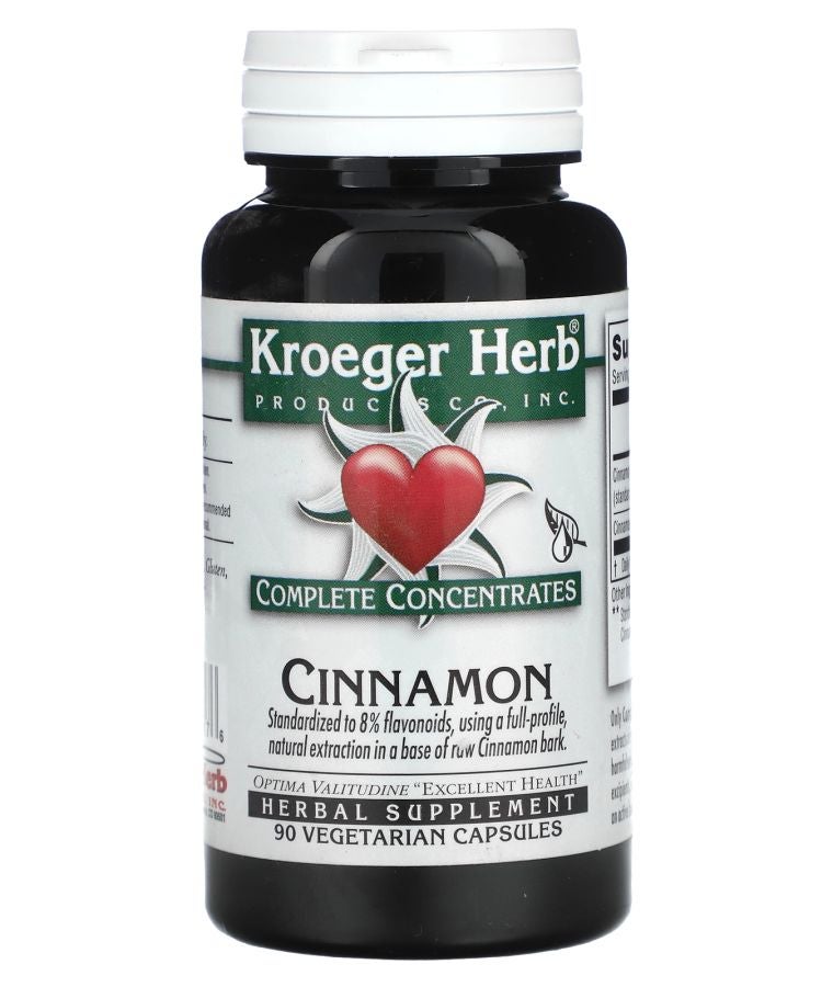 Kroeger Herb Co Complete Concentrates Cinnamon 90 Vegetarian Capsules (200 mg per Capsule)