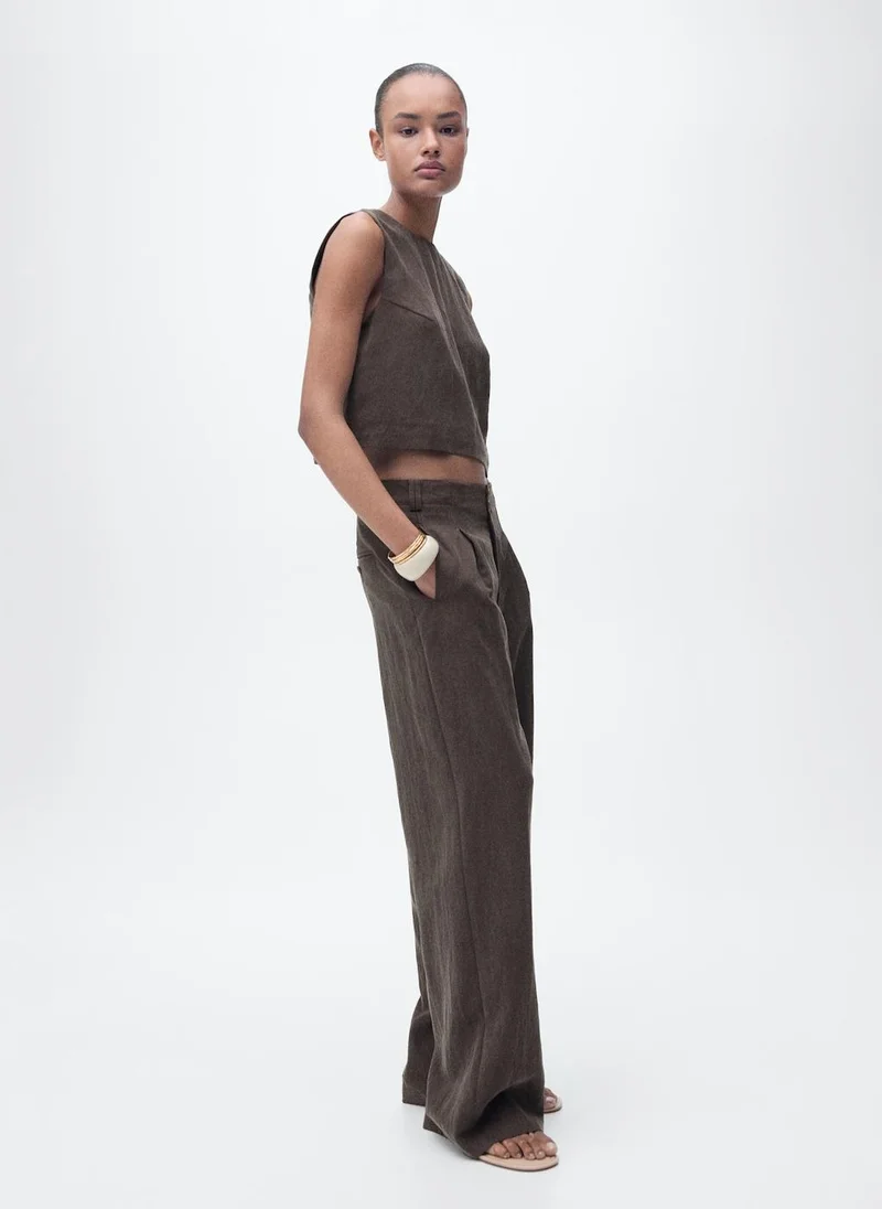 MANGO Straight-Fit Lyocell Trousers With Pleats