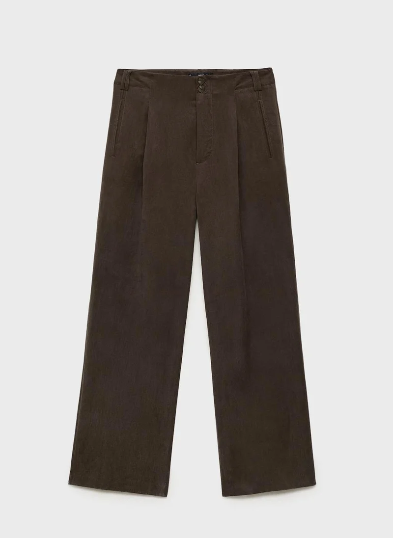 MANGO Straight-Fit Lyocell Trousers With Pleats