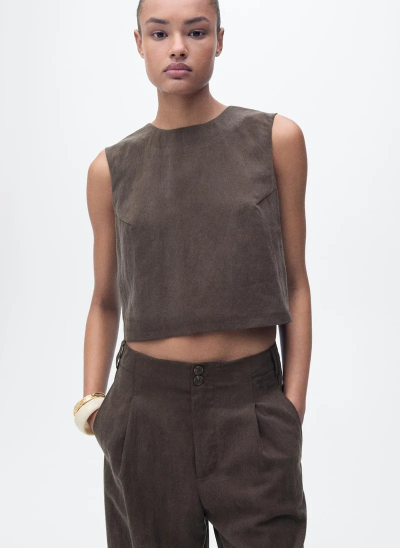 MANGO Straight-Fit Lyocell Trousers With Pleats