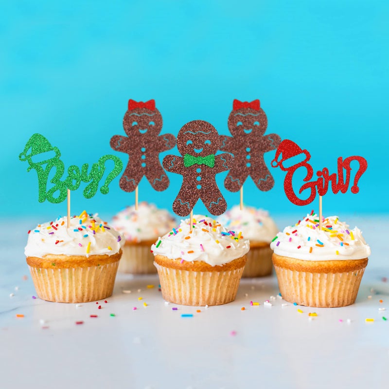 Ercadio 24 Pack Gingerbread Boy أو Girl Cupcake Topcake Toppers Christmas Gingerbread Man Or Boy أو Girl Cupcake تختار عيد الميلاد موضوع العطلة الكشف - Image 5