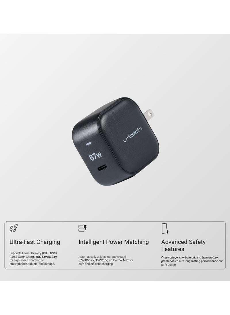 urtech URTECH 67W GaN Pro Executive Charger | Ultra-Compact Global Travel Power Adapter | Premium Fast Charging for MacBook, iPhone & Premium Devices  - Image 5