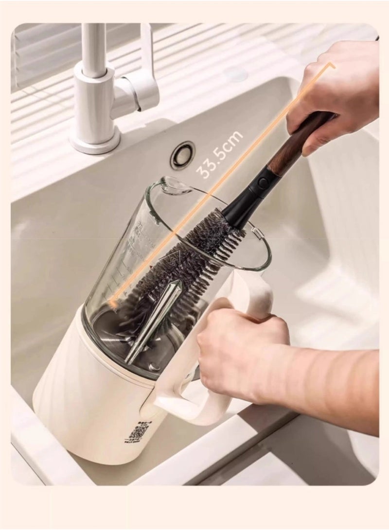 فرشاة تنظيف زجاجة 2 في 1، يمكنها تنظيف زجاجات المياه، العصارات، الأكواب، وغيره، تأتي مع فرشاة للقش، طولها 33.5 سم - Image 3