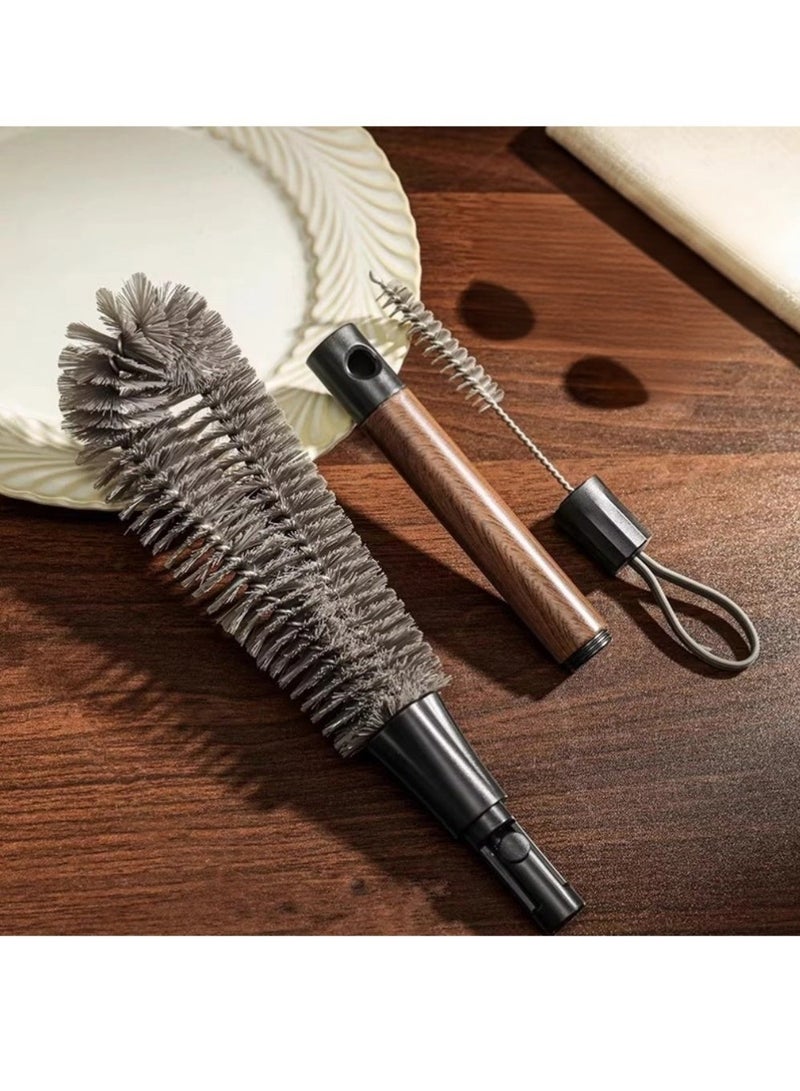 فرشاة تنظيف زجاجة 2 في 1، يمكنها تنظيف زجاجات المياه، العصارات، الأكواب، وغيره، تأتي مع فرشاة للقش، طولها 33.5 سم - Image 2