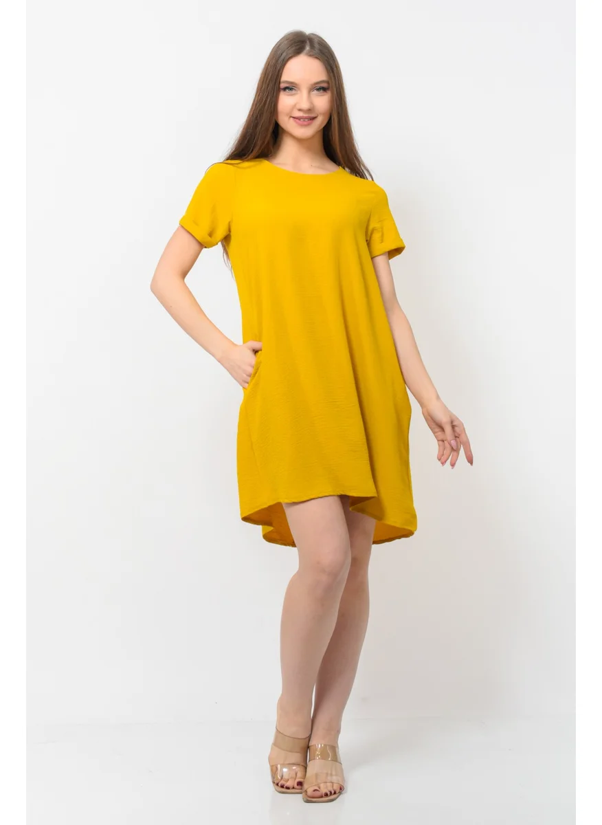 Nuseel Women Aerobin Fabric Summer Dress Yellow Color