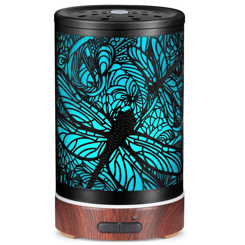 Essential Oils DiffuserAromatherapy DiffuserBirthday for Women Mom GrandmaMetal Cool Mist Humidifier with 7 Colors Lights Waterless Auto Off Air Diffusers Dragonfly