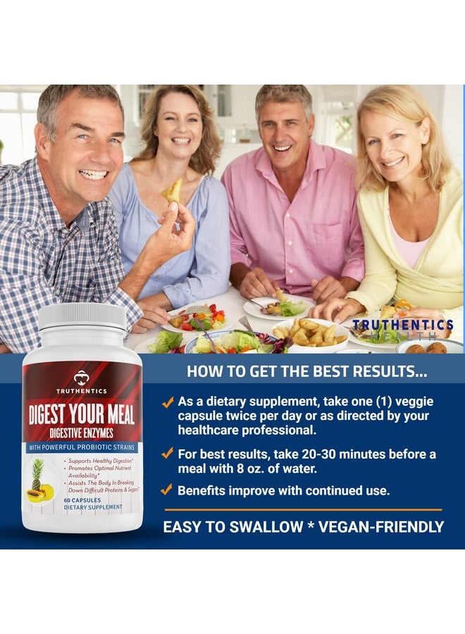 TRUTHENTICS Digestive Enzymes Plus Probiotics & Prebiotics with Bromelain, Lactase, Galactosidase, Acidophilus - Vegan Digestion Aid, Constipation Bloating & Gas Relief for Men & Women - 60 Capsules - Image 4