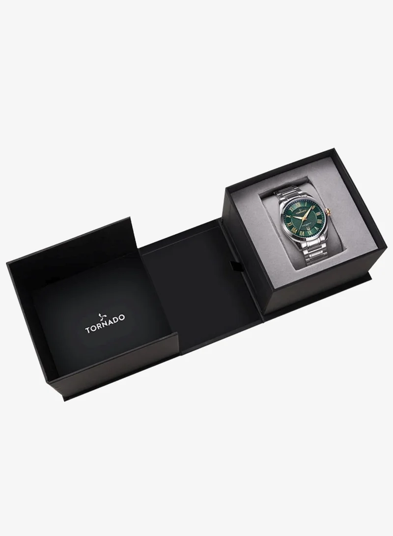 Tornado  Men's Solid stainless steel with Polished and brushed links. 3H with date Display Watch T8007-SBSHG - 42mm mm for Men | Best Price UAE
