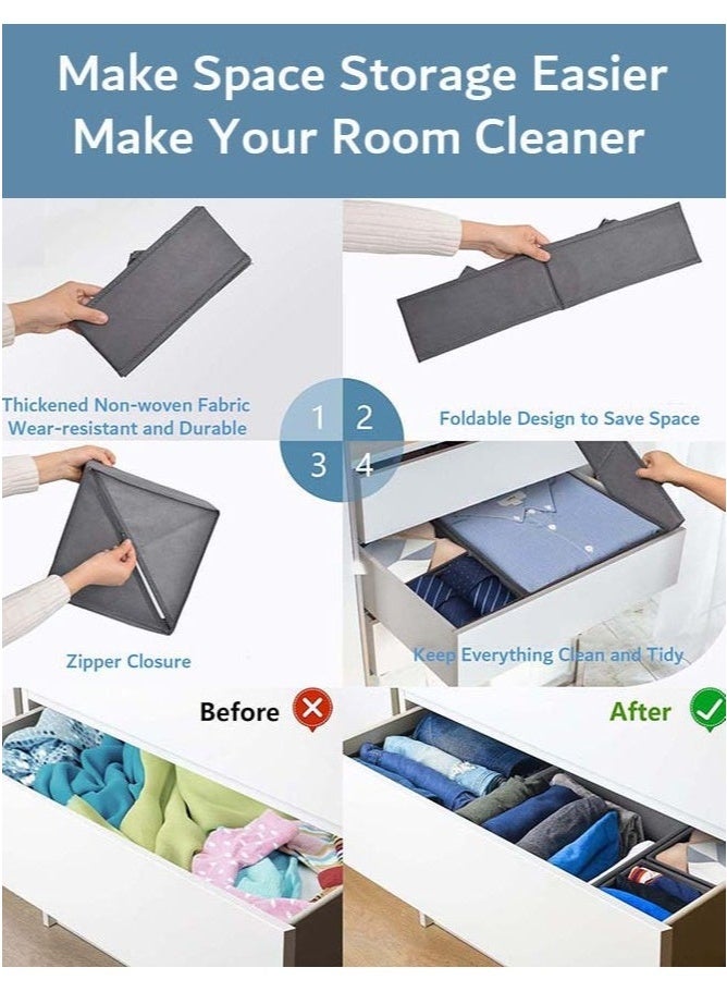 6 Pack Wardrobe Organiser Foldable Underwear Drawer Organiser Closet Organizers and Storage for Clothes, Socks, Scarves, Ties (Beige) - Image 5