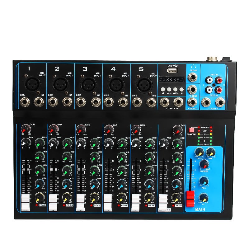 7-Channel Digital Mixer Microphone Recording Dj Mixer Stage Bluetooth Audio Speaker Set Equipment Live Broadcast - Image 1