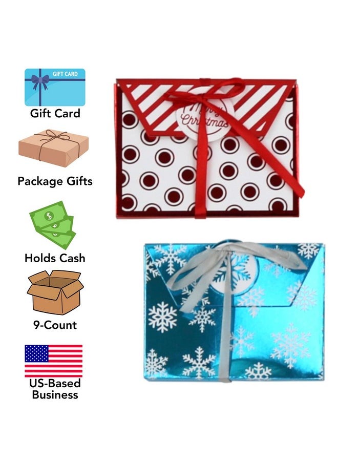 Iconikal Christmas Holiday Foil Embossed Gift Card Holder Boxes With Ribbon, Set Of 9  - Image 2