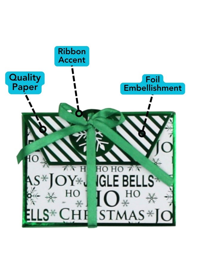 Iconikal Christmas Holiday Foil Embossed Gift Card Holder Boxes With Ribbon, Set Of 9  - Image 5