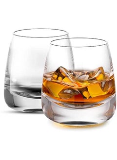 Crystal Whiskey Glasses Premium Old Fashioned Cocktails Glasses-Thick Weighted Bottom Rocks Glasses Hand Blown Scotch Glasses Set of 2  for Cocktail, Bourbon, Scotch Manhattans