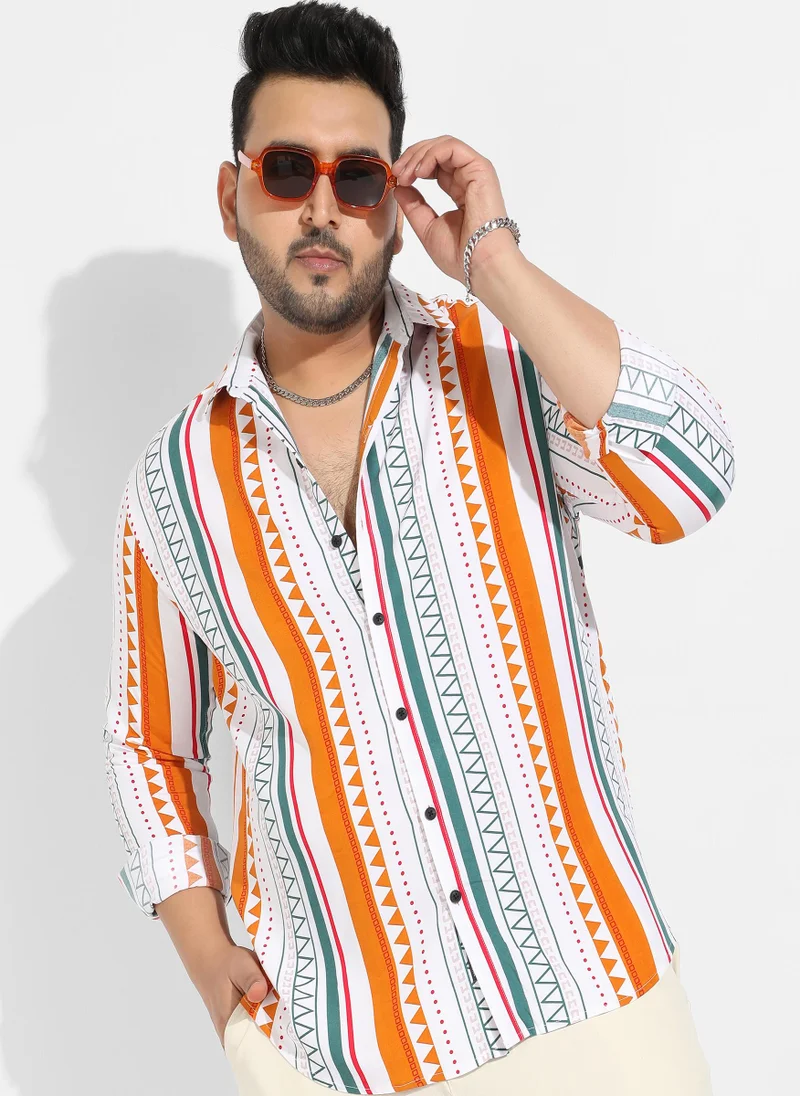 Instafab Plus Instafab Plus Men's Multicolour Geometrical Print Shirt