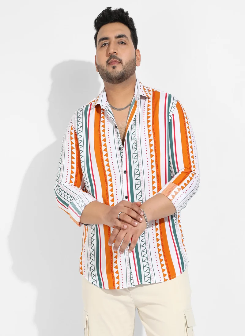 Instafab Plus Instafab Plus Men's Multicolour Geometrical Print Shirt