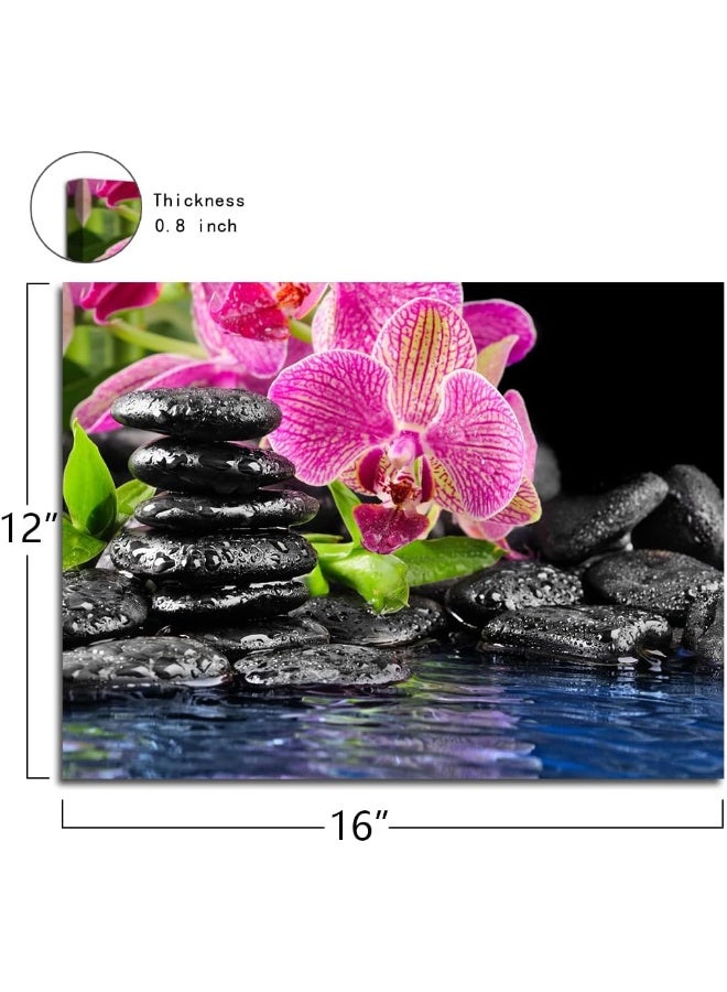 C8BUSIS Canvas Print Wall Art Spotted Orchid Flower Meditation Zen Spa Pebbles Nature Wilderness Photography Realism Rustic Landscape Colorful Multicolor for Living Room, Bedroom, Office 12" X 16" x 1 Panel - Image 2