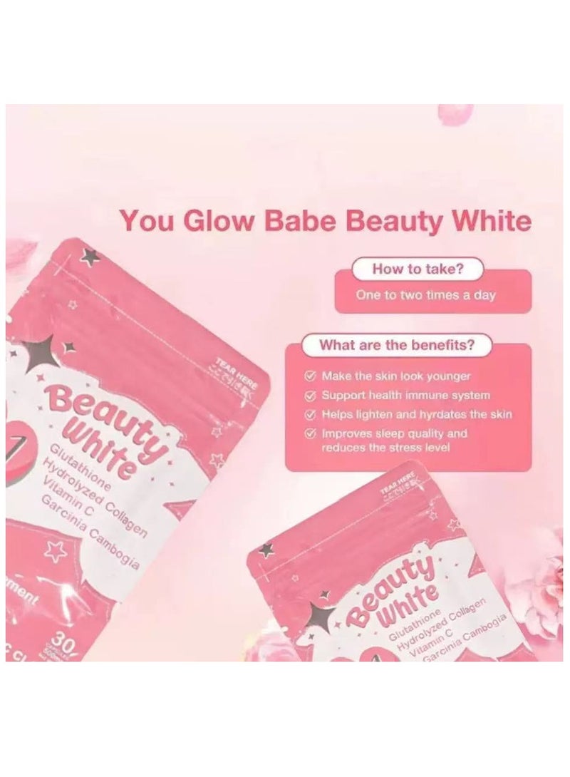 Wins Town Beauty White 4 In 1 With Glutathione Hydrolyzed Collagen Vitamin Food Supplement 30 Capsules - Image 3