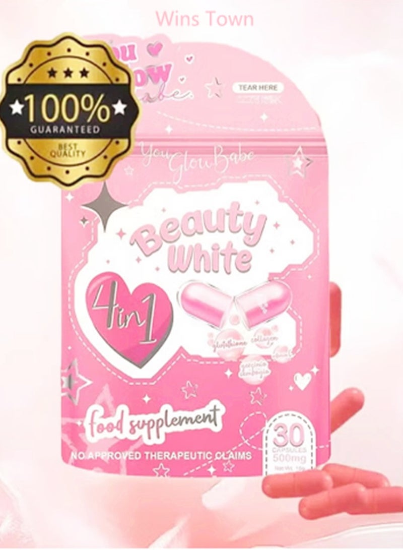 Wins Town Beauty White 4 In 1 With Glutathione Hydrolyzed Collagen Vitamin Food Supplement 30 Capsules - Image 1