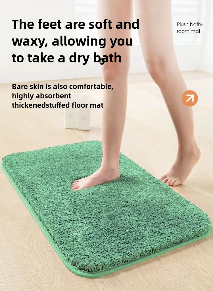 Bathroom mat, water absorbent, non-slip rug, toilet mat, shower mat, bedroom carpet, green, 40×60cm - Image 2
