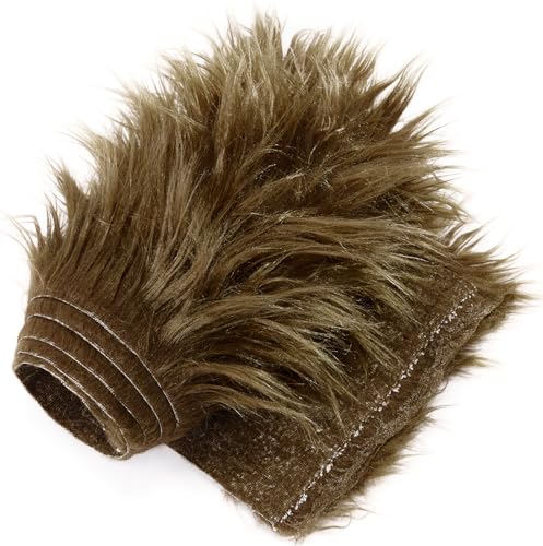 FOLGOS Shaggy Plush Faux Fur Fabric Precut Strips Fluffy Fuzzy Craft Furr for Gnomes Beard Hair Cosplay Costume Dwarf Decoration (Dark Brown, 2x60 inch) - Image 2