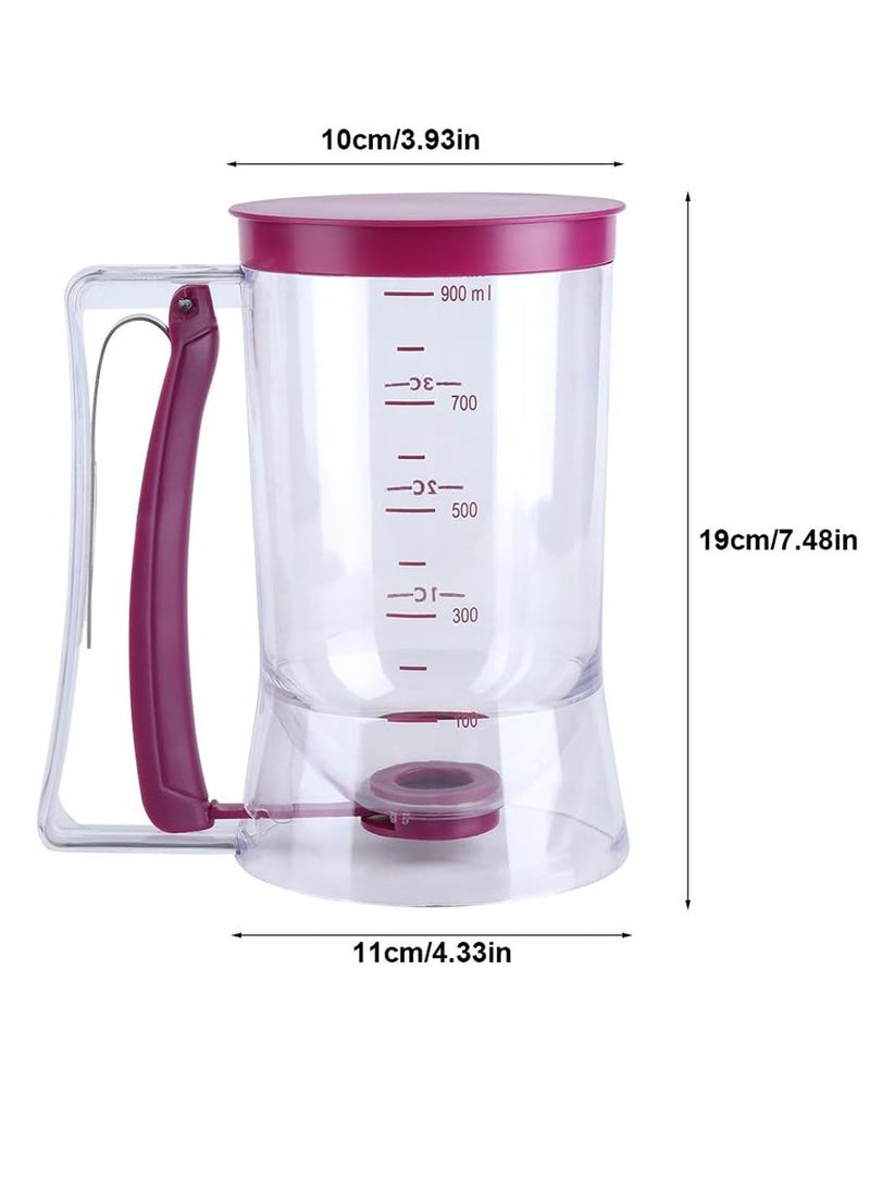 ISHWAZ - Pancake Batter Dispenser with Squeeze Handle & Measuring Label, 900ml Batter Maker Machine Perfect for Cupcakes, Waffles, Muffin, Cookie, Crepes and Cakes, Milk Spreader Butter Dispenser Funnel - Image 1