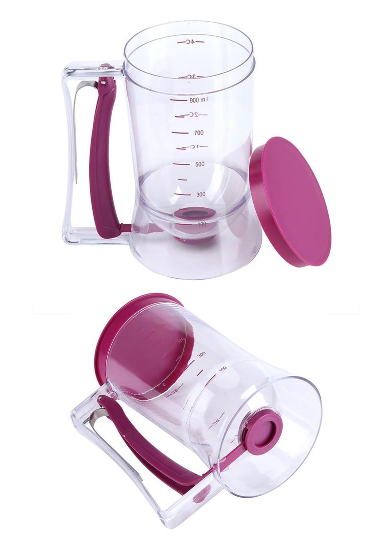 ISHWAZ - Pancake Batter Dispenser with Squeeze Handle & Measuring Label, 900ml Batter Maker Machine Perfect for Cupcakes, Waffles, Muffin, Cookie, Crepes and Cakes, Milk Spreader Butter Dispenser Funnel - Image 1