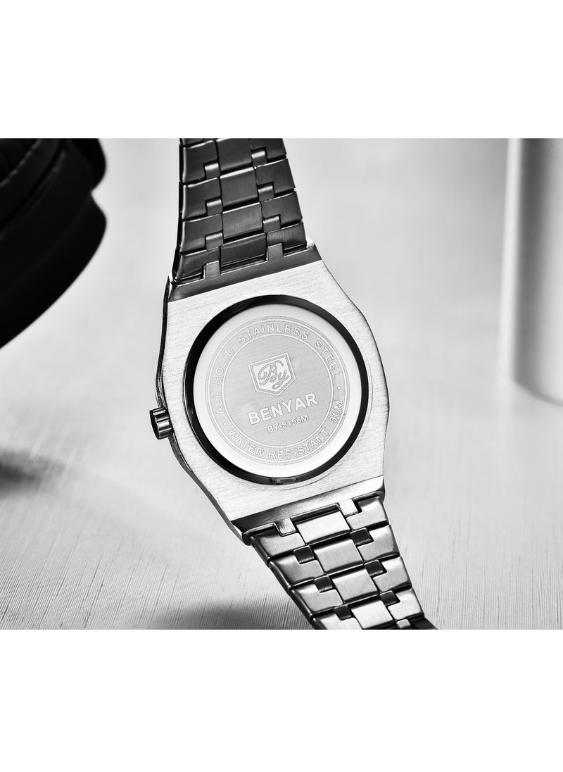 BENYAR - Watches for Men Watch Luxury Stainless Steel Quartz Waterproof Watch 5156 - Image 1