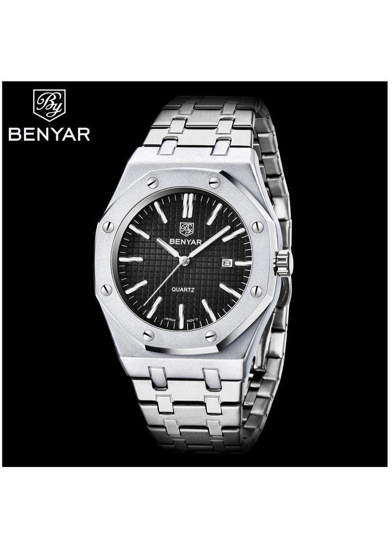 BENYAR - Watches for Men Watch Luxury Stainless Steel Quartz Waterproof Watch 5156 - Image 1