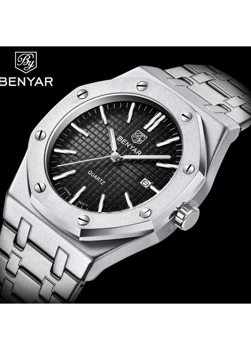 BENYAR - Watches for Men Watch Luxury Stainless Steel Quartz Waterproof Watch 5156 - Image 1