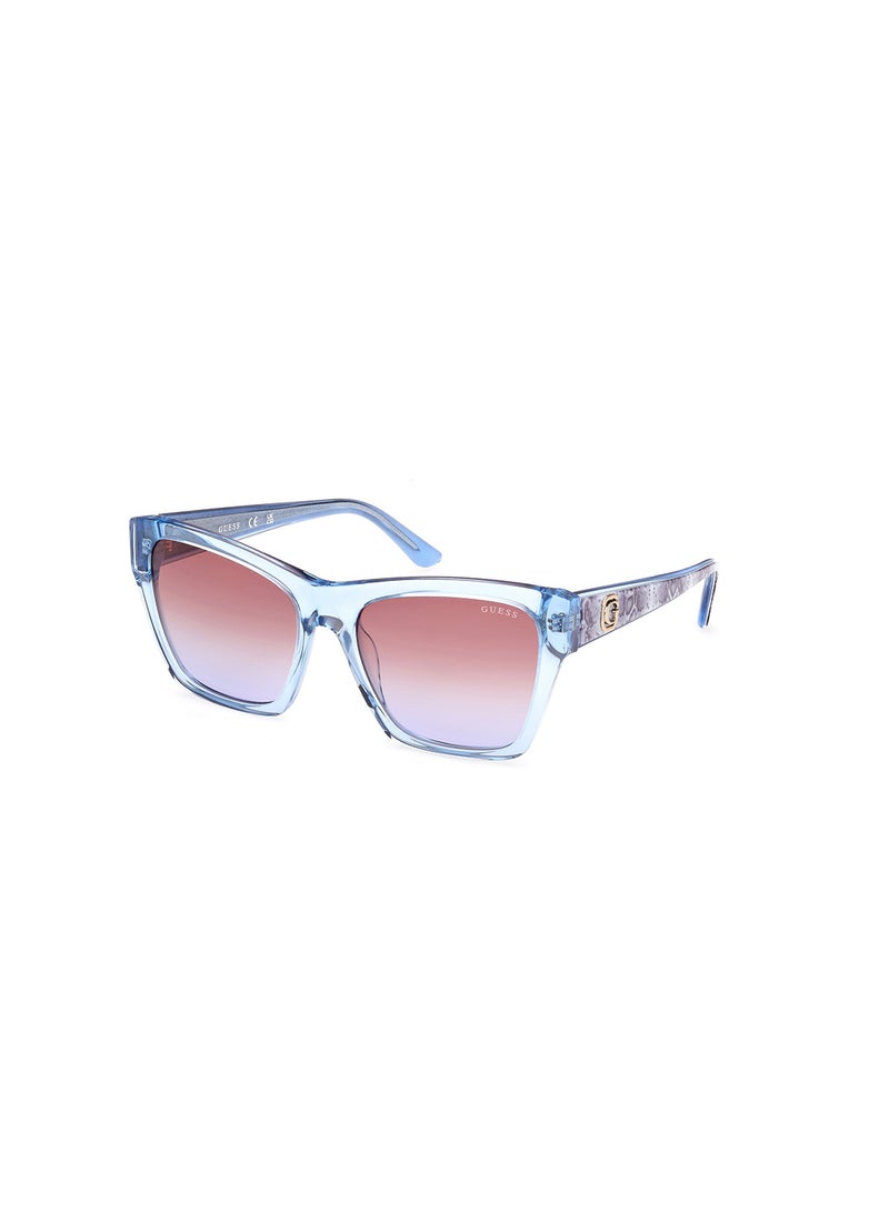 GUESS Women's UV Protection Square Shape Sunglasses - GU0011384F55 - Lens Size: 55 Mm - Shiny Light Blue - Image 1