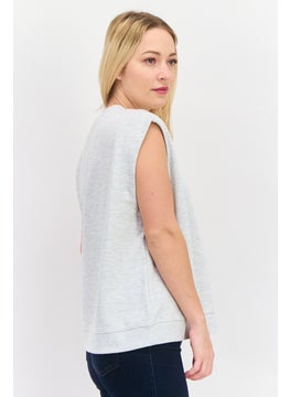 WHISTLES Women Crew Neck Sleeveless Heather Vest, Grey  - Image 2