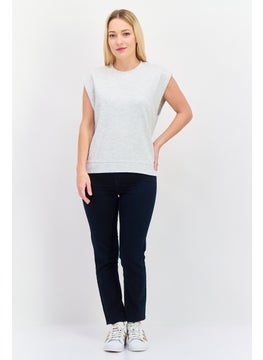 WHISTLES Women Crew Neck Sleeveless Heather Vest, Grey  - Image 4