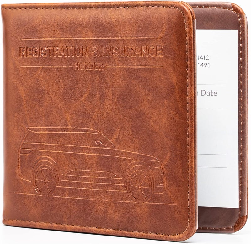 CANOPUS Car Registration and Insurance Holder, Magnetic Closure, Embossed Card Document Holder, Vehicle Glove Box Organizer, Wallet for Auto, SUV, Motorcycle, Truck, Waterproof, SUV Model - Image 1